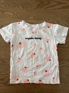 dot Australia Kids "Oopsie Daisy" White T-Shirt with Pink Daisy Print 3T